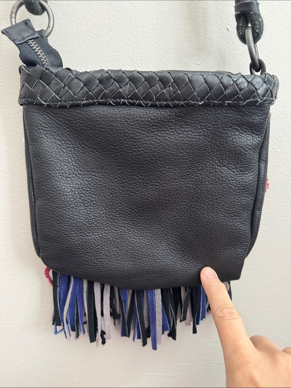 Free people small fringe crossbody bag purse festival concert boho leather - Picture 3 of 8